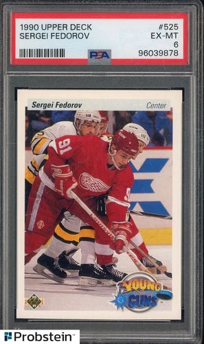 1990 Upper Deck Hockey Young Guns #525 Sergei Fedorov RC Rookie HOF PSA 6