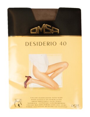 OMSA women's all-nude stretch tights with cotton gusset article DESIDERIO40