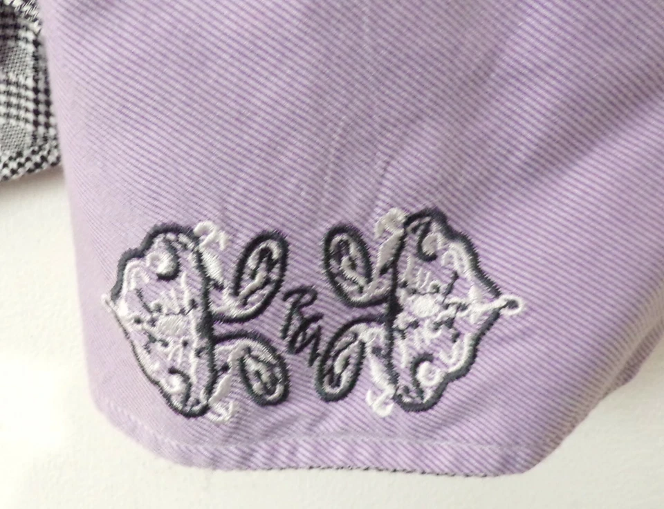 ROBERT GRAHAM Mens 43 17 Black White Check Purple Contrast French Cuff Shirt - Image 4 of 4