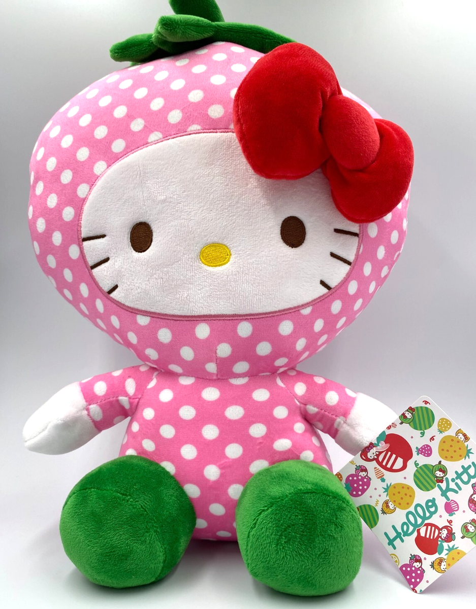 Xlarge Hello Kitty Plush Toy Polka Dot Strawberry Dress 13 inch