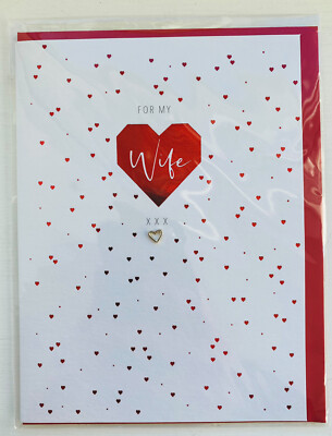 Für meine Frau - Glückwunschkarte zum Valentinstag, rote Herzen, neu mit Umschlag