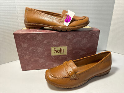 SOFFT Women's Size M Brown Leather Penny Loafers Slip On Shoes