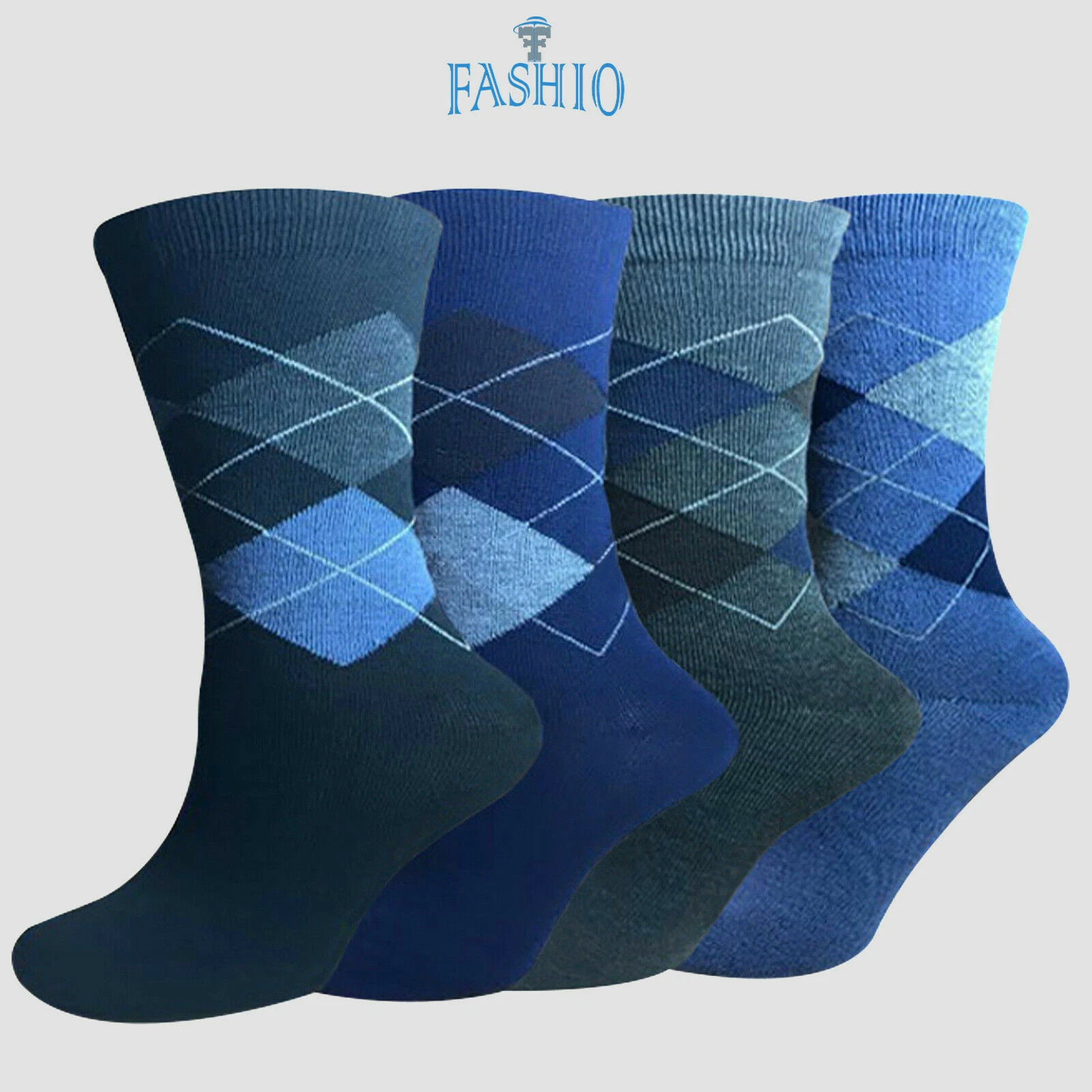 Fashio 12 Pairs Men's Colorful Printed Cotton Moisture Socks Extra Comfortable