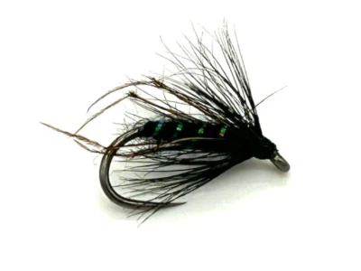 WORLD CLASS FLIES 6 x Black Hoppers - Trout Fishing Flies
