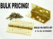 Bulk Quantity Bright Brass Steel 2" x 1-3/4" Butt Hinge with Screws Vintage ES