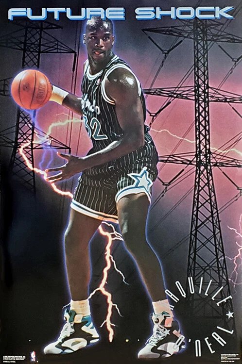 SPORTS POSTER WAREHOUSE Shaquille O'Neal FUTURE SHOCK Orlando Magic 1992 Rookie Costacos 23x35 POSTER