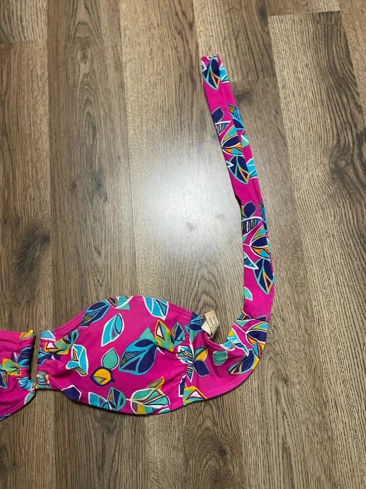 Top de traje de baño Aerie, mediano para mujer, rosa azul naranja verde, corbata sin tirantes Foto 4 de 4