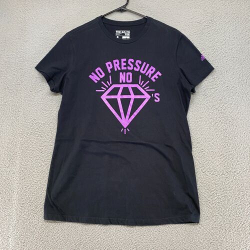 Adidas T-Shirt Womens Large Diamonds Under Pressure Short Sleeve Go-To Tee Black - Picture 1 of 11