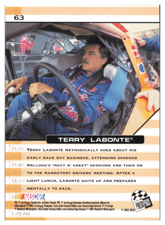 2002 Press Pass Trackside #63 Terry Labonte - Image 2 of 2