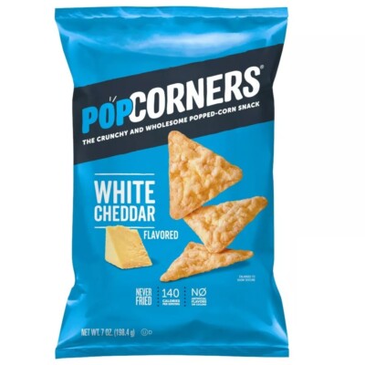 Popcorners Popped Corn Snack WHITE CHEDDAR Puffed Chips 7 Oz. (Pack of 1)