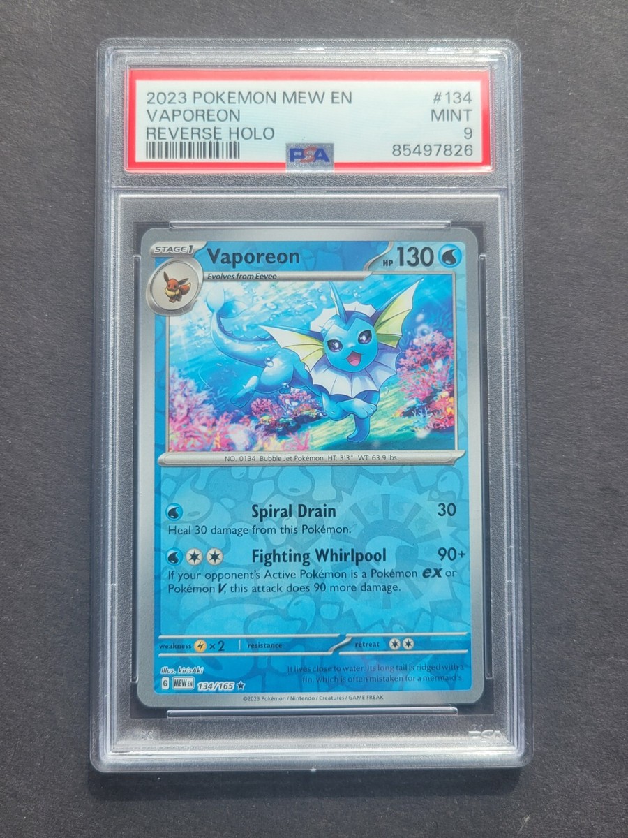 PSA 9 VAPOREON 134/165 - SCARLET & VIOLET 151 REVERSE HOLO RARE