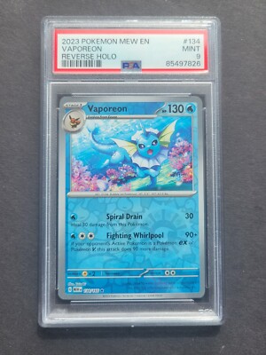 PSA 9 VAPOREON 134/165 - SCARLET & VIOLET 151 REVERSE HOLO RARE PSA 9 VAPOREON 134/165 - SCARLET & VIOLET 151 REVERSE HOLO RARE