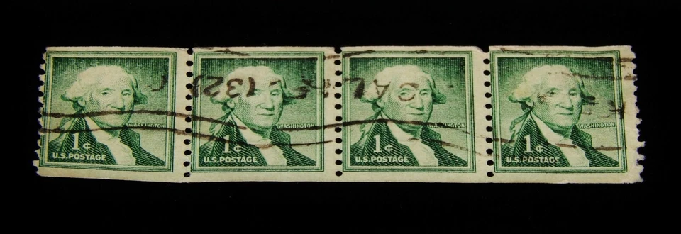 Vintage Stamp,Lot Of 3,UNITED STATES,Coil Strips,Flag,Dog Sled,George Washington - Image 3 of 4