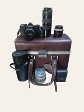 Vintage Pro Canon AE-1 Camera Set with Leather Case Lots Of Accessories