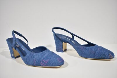 Chanel 22P Mademoiselle Coco Sling Light Blue Denim Slingback