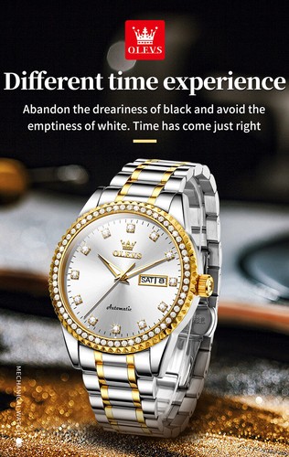 Herrenarmbanduhr Stahlband Automatik Mechanische Uhr Wasserdicht Tagesdatum - Bild 6 von 16