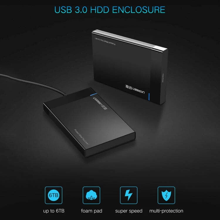 UGREEN US221 HDD Enclosure 2.5 inch SATA to USB 3.0 SSD Adapter Hard Disk Drive - Image 3 of 4