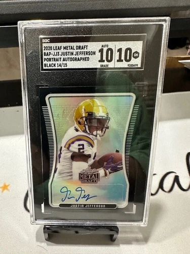 2020 Leaf Metal Draft BAP-JJ3 Justin Jefferson Black Auto 14/15 SGC 10/10 (Auto)