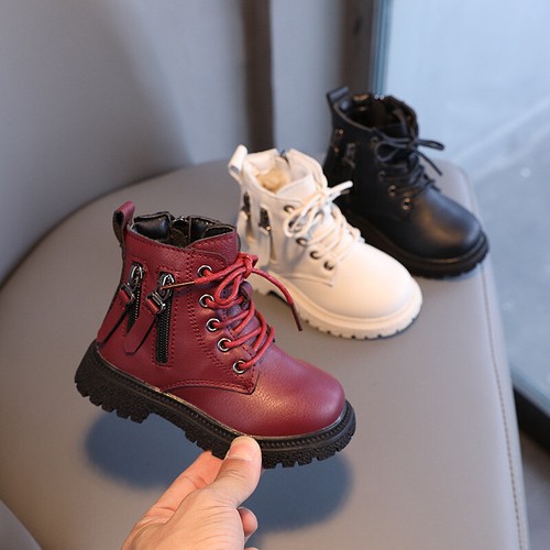 Toddler Kid Girl Boy Shoes Ankle Boots Baby Child Waterproof Lace Warm Fur Shoes - Picture 1 of 29