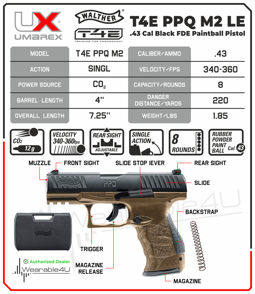 Bouton Poinçon Universel T4E Pour Walther PPQ M2 Cal.43 - Z-RAM - Neuf