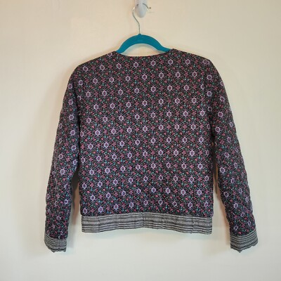 Forever 21 Womens Black with Geometric Pattern Quilted Full Zip