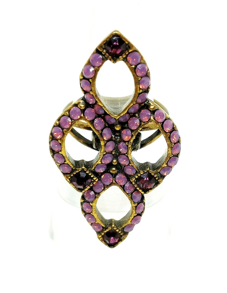 Precioso Anillo Michal Negrin Cristal Púrpura Claro Talla Única Ajustable. Foto 3 de 4