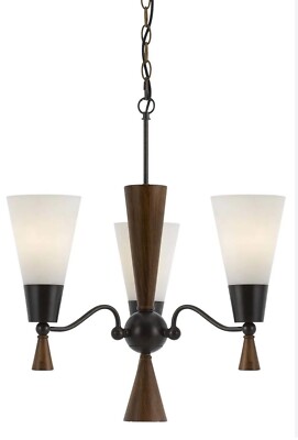 Cal Lighting FX-3528/3 Verona 3 Light Chandelier Faux Mahogany Frosted White