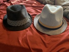 Mens Fedora Hat Lot Of Two S/M Black Blue Unisex