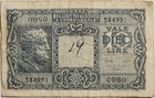 WWII Wartime Italy 1944 10 Lire Biglietto Di Stato (State Ticket) Series 0980 — photo 1