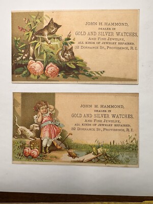 2 Victorian Jewelers trade cards John  Hammond 32 Dorrance St Providence B81-2