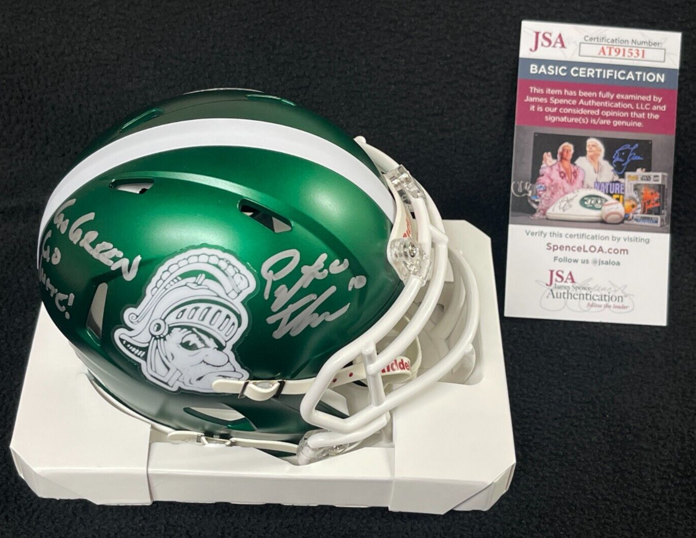 Payton Thorne Autographed Signed Michigan Wolverines & Inscribed Michigan State Spartans Mini Helmet JSA COA 