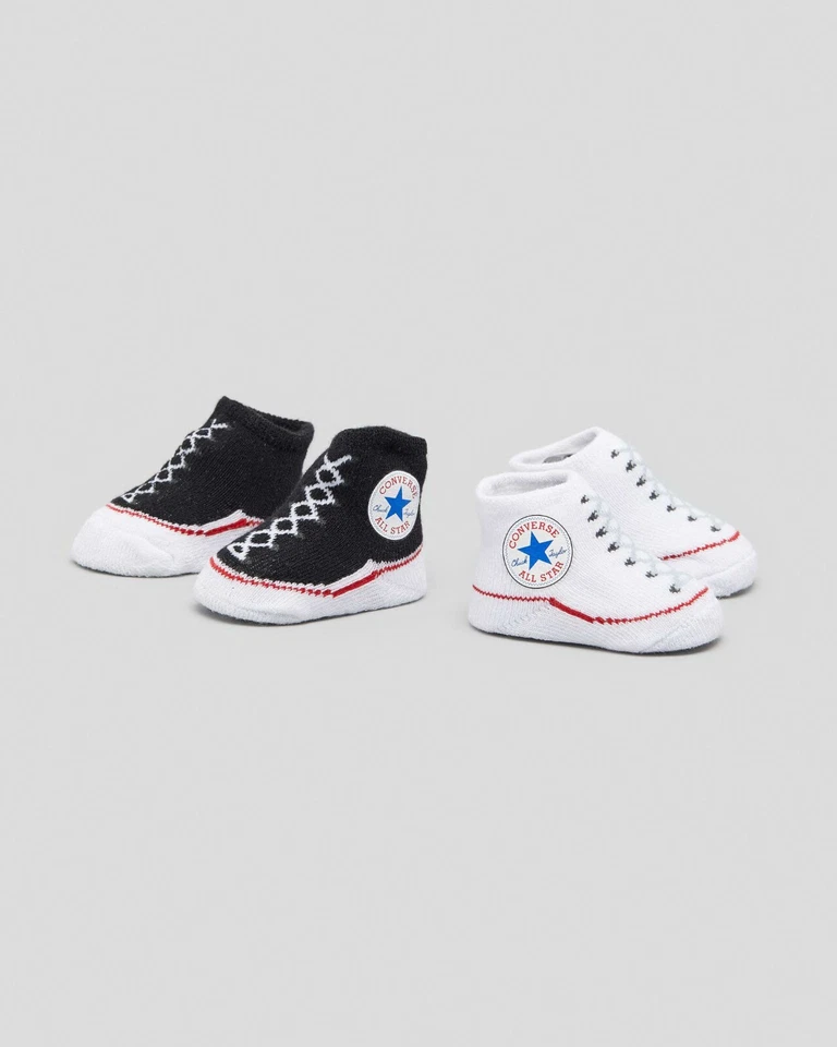2 Pares Converse Chuck Taylor 0-6 Meses Bebé Botines Infantil Negro Blanco Regalo B4 Foto 2 de 4