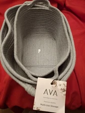 Storage/display woven basket set. 6,7 inch depth oval shaped ,grey.