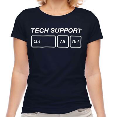 TECH SUPPORT STRG ALT DEL DAMEN T-SHIRT TOP GESCHENK GEEK COMPUTER