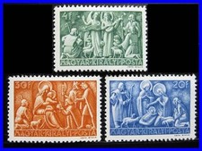 HUNGARY 1943 CHRISTMAS SC#617-19 MNH COSTUMES, RELIGION (HBX)