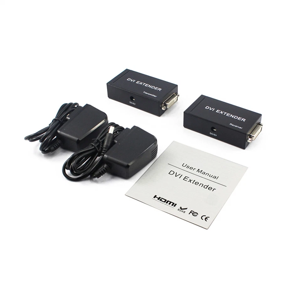 1080P 3D DVI Extender Via Rj45 Cat5e Cat6 Cable 60m Transmitter Receiver To HDMI - Image 2 of 4