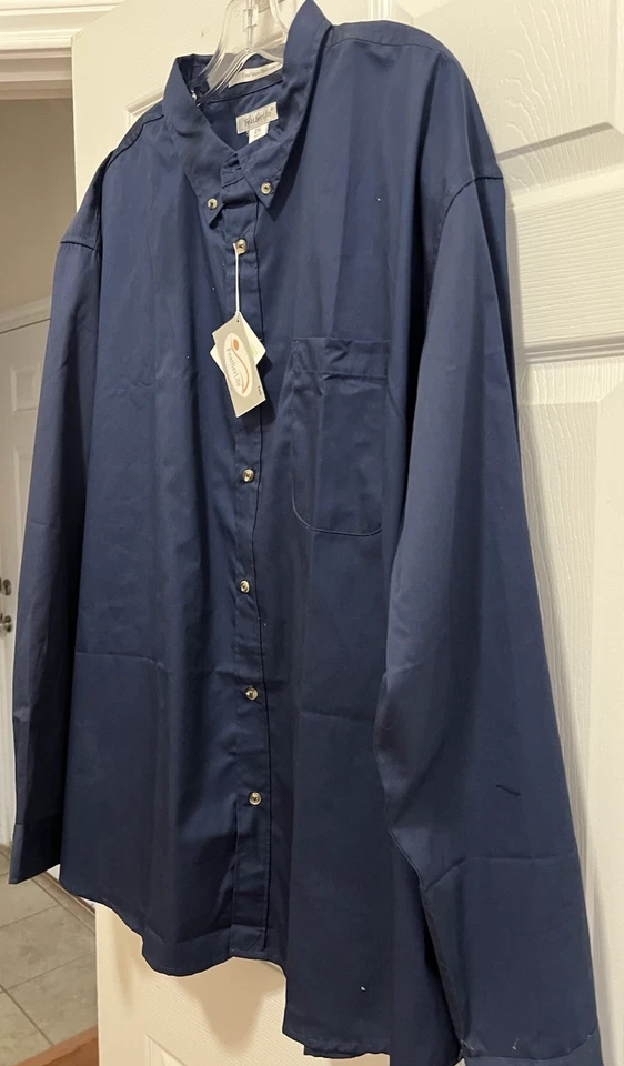 NWT Featherlite Shirt 2XL Navy Stain Resistant Twill Button Down Long Sleeves - Image 3 of 4