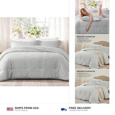Quataly Queen Comforter Set Seersucker Lightweight Bed Set for All Season 3...