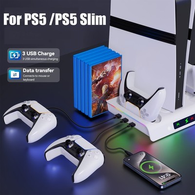 For PS5 Slim Controller Stand Cooling Fan Charging Station for Sony Playstation5