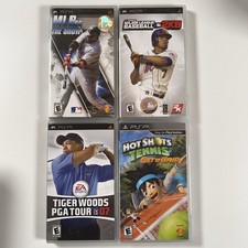 PSP Sports 4 Game Lot MLB 2K8 06 Show Hot Shots Tiger Woods 07 PSP TESTED