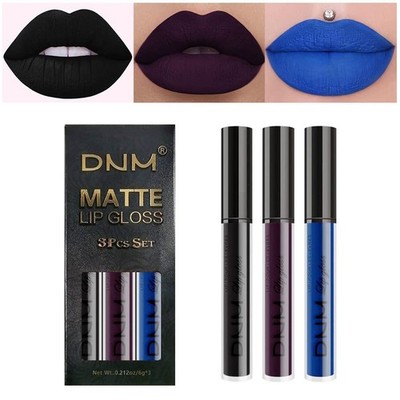 3Pcs Dark Black Purple Blue Matte Liquid Lipstick Halloween for Women L...