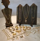 32pc Gold Tone Costume Jewelry inc Vendome, Phistner, Napier, Trifari and more