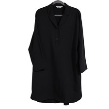 EVERLANE Black Long Sleeve Collared Button Front Shirt Dress Women Sz Large Wool