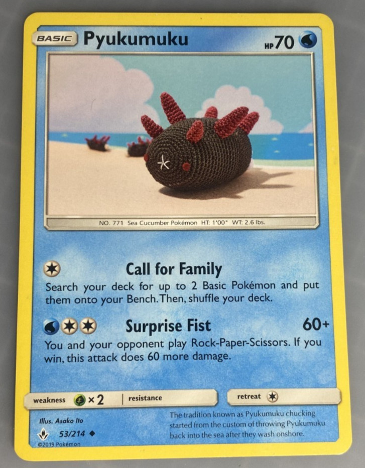 Pyukumuku 53/214 Uncommon SM - Unbroken Bonds Pokémon TCG Card Asako Ito LP