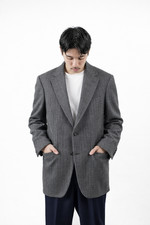 Aquascutum Tweed Mens Gray Blazer Jacket Wool Made in UK Casual Size - 50, L/XL