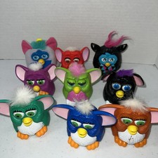 Vtg McDonald's Furby lot of 9 figures 8 Plastic Figures 1 Plush Bag Clip