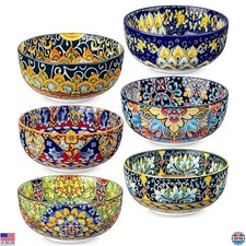 vancasso Cereal Bowls Set of 6, Bohemian Ceramic Soup Bowls, 28 oz Colorful