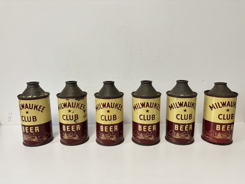 Vintage (6) Milwaukee Club Cone Top Beer Cans 1939. IRTP. Above Average