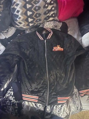 Hooters Men s XL Black Quilted Bomber Jacket Embroidered Logo Lined Zip