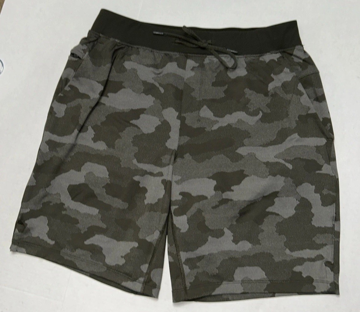 Lululemon T.H.E. Shorts 9" Linerless Variegated Mesh Camo Max Dark Olive Size XL